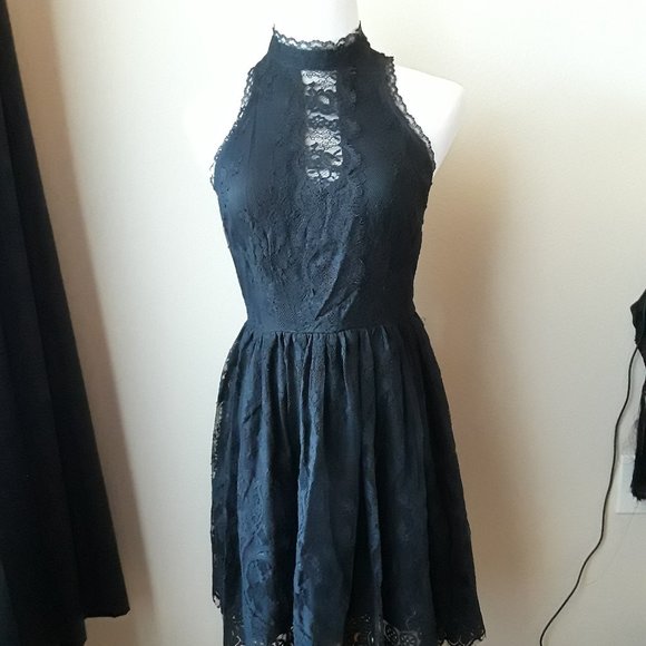 Free People Lace Mini Dress Black - Picture 1 of 6